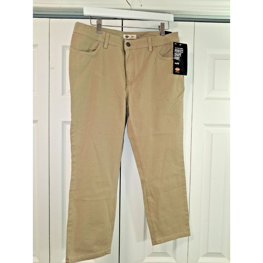 NEW Dickies Women's Perfect Shape Skinny Capri Khaki casual beachy travel sz10
